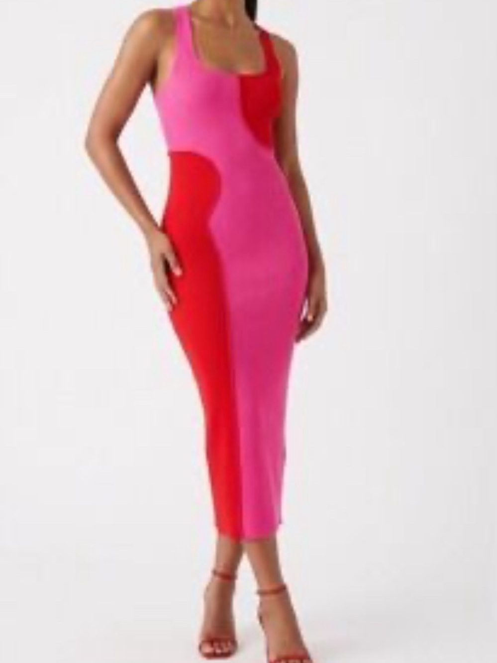 Naked Wardrobe Women’s Colorblock Racerback Midi Dress Size Large